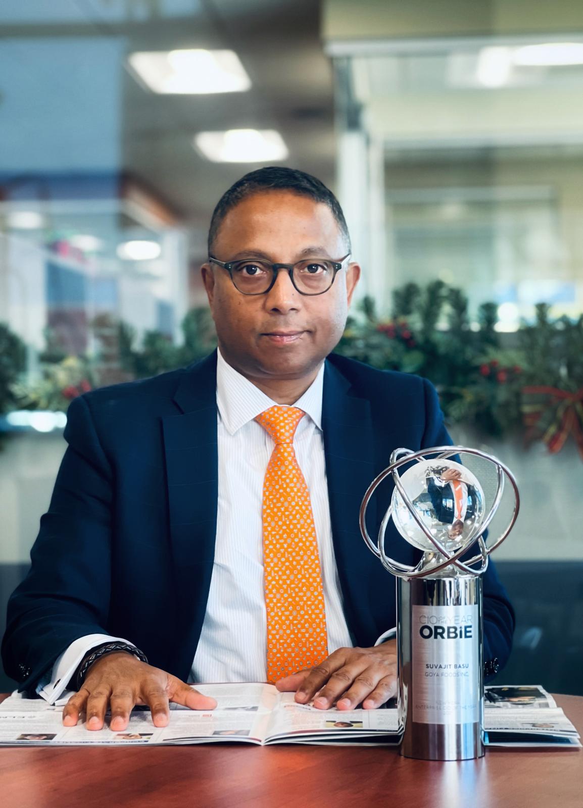 Suvajit Basu with the CIO of the Year ORBIE trophy